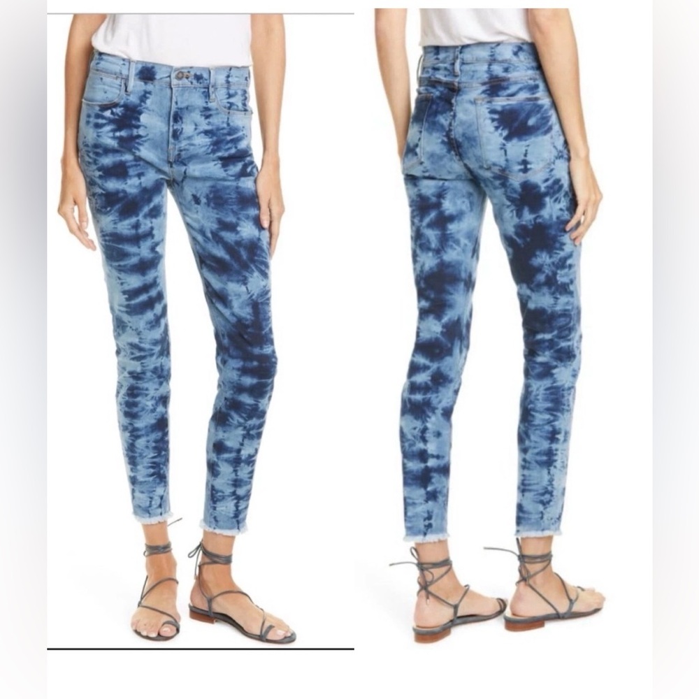 FRAME Le High Skinny “Gaze” Tie-Dye Wash High-Rise Skinny Denim Jeans 25